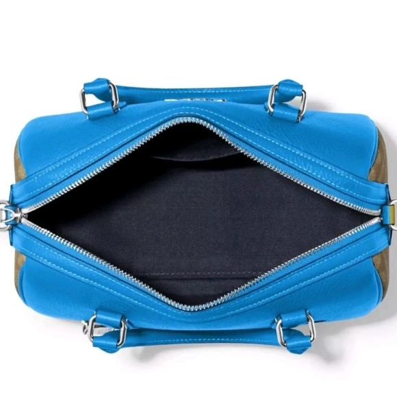 🔹️Coach 🔹️Leather & Signature Canvas Rowan Satchel (Khaki/Racer Blue) - Picture 3 of 6